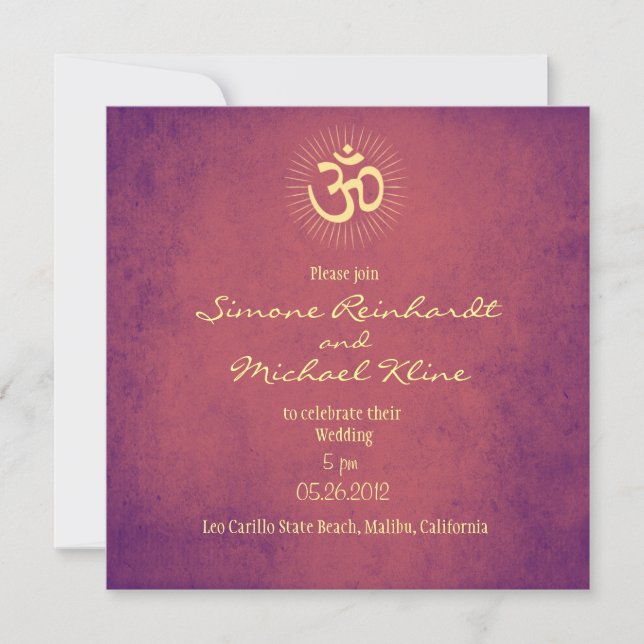 Mariage indien, faire-part de mariage indou, OM (Devant)
