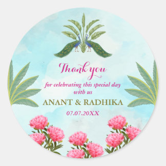 Mariage indien merci Stickers Classic Round