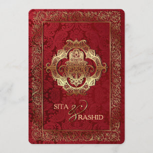 Mariage indien rouge - Carte d'invitation