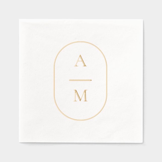 Mariage initial ovale Phuile Stampé serviettes (Recto)