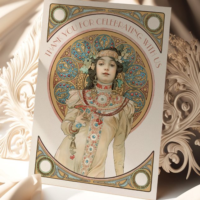 Mariage Insérer Carte de remerciements Art Nouveau (Créateur téléchargé)