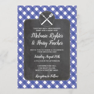 Mariage Invitation Bleu En vichy barbecue