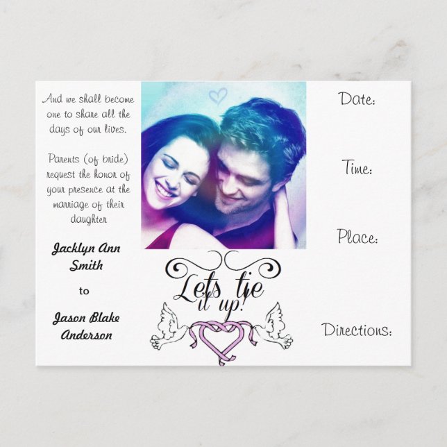 mariage invite carte postale personnalisation (Devant)