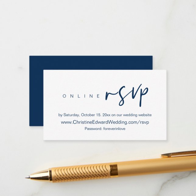 Mariage invite RSVP en ligne, Site Enfermé Carte (Devant/Arrière en situation)