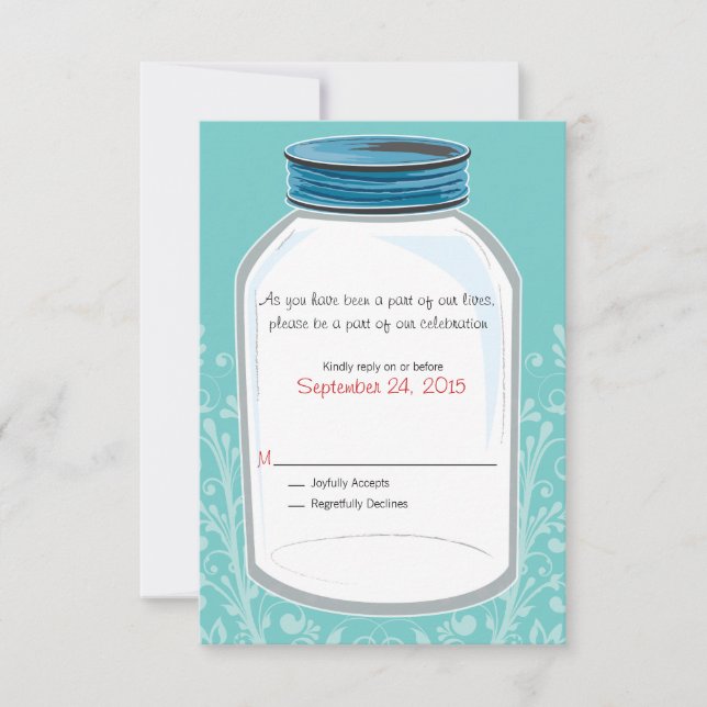 Mariage Jar Mason Fantaisie RSVP (Devant)