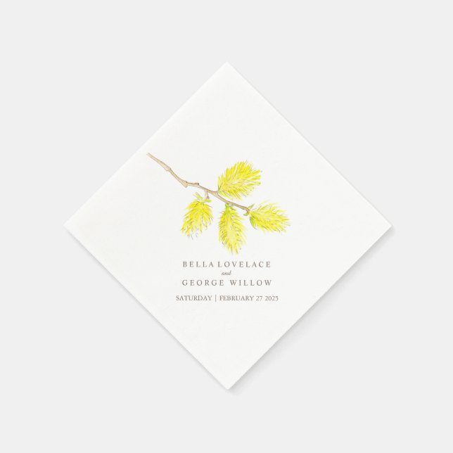 Mariage jaune saule catkins serviettes en papier (Coin)