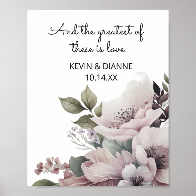 Mariage Keepsaké Date Personnalisé Aimer Poster (Devant)