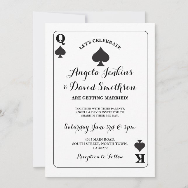 Mariage King Queen Spade Invitation de la carte de (Devant)