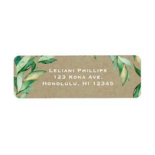 Mariage Kraft Rustique Feuilles Vertes Aquarelle