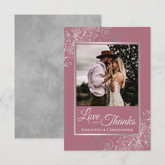 Mariage Lacy Silver Dusty Rose Pink Love & Merci (Devant / Derrière)