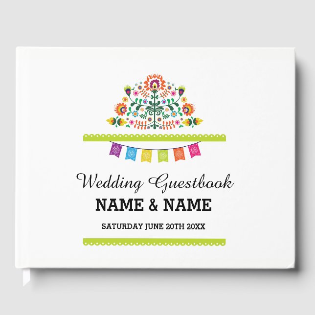 Mariage Livre d'invité Fiesta Mexique Floral Rusti (Recto)