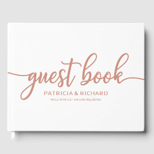 Mariage Livre d'invité Rose Gold Chic Calligraphie