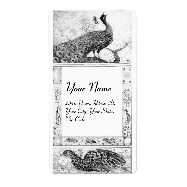 MARIAGE LOVE PEACOCKS, noir et blanc (Devant)