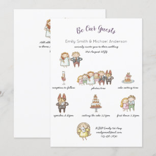 Mariage lunatique Timeline Doodle Art Invitations