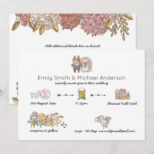 Mariage lunatique Timeline Doodle Art Invitations