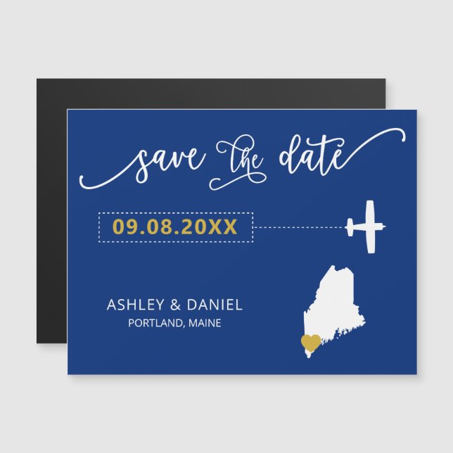 Mariage Maine Enregistrer la carte de date, Carte (Devant / Derrière)