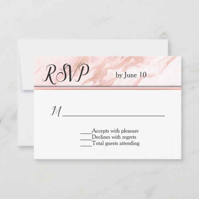 Mariage marbré en or rose et blush RSVP (Devant)