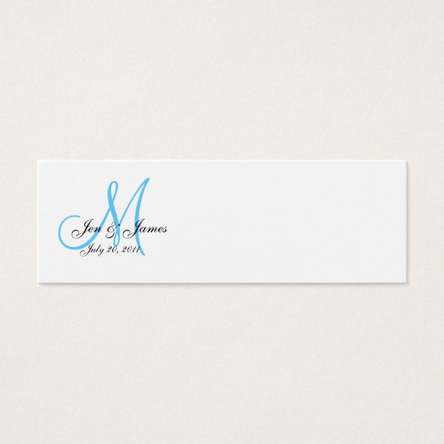 Mariage marié Groom Date Monogram BlueProfile Card (Devant)