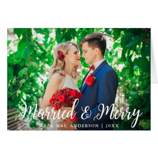 Mariage marié & Joyeux photo Carte de remplissage  (Devant horizontal)