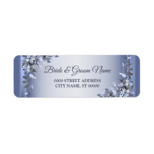 Mariage Marine Blue Floral Argent Adresse de retou
