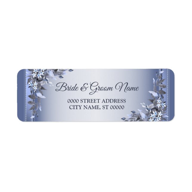Mariage Marine Blue Floral Argent Adresse de retou (Devant)