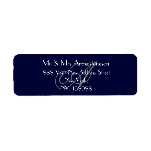 Mariage Marine Blue Monogram RSVP Adresse de retou (Devant)