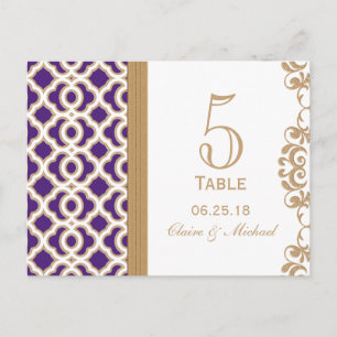 Mariage marocain violet et or Numéro de table