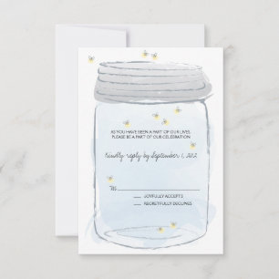 Mariage Mason bleu Jar et lucioles RSVP