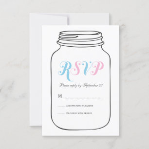 Mariage Mason Jar Vintage rose et bleu RSVP