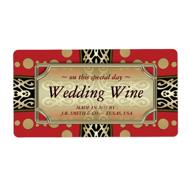 Mariage médiéval moderne Red Gold WineLabels (Devant)