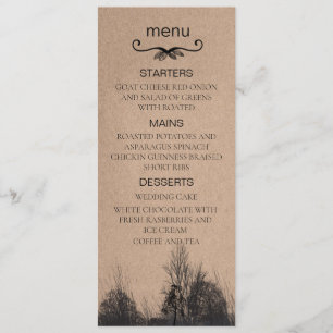 Mariage menu papier kraft d'automne
