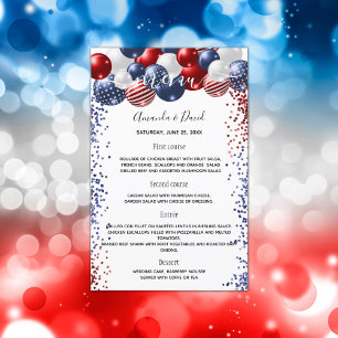 Mariage Menu patriotique rouge blanc bleu ballons