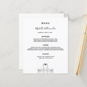Mariage Menu swan couple blanc minimaliste