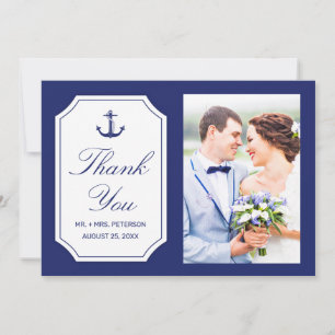 Mariage Merci Ancre aquatique Carte photo bleu