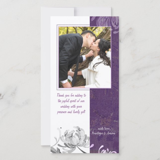 Mariage Merci blanc Eggplant Carte photo (Devant)