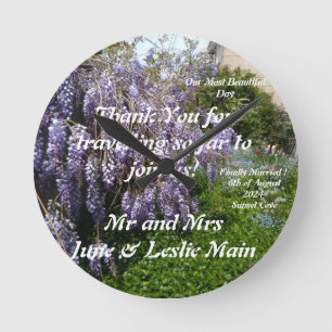 Mariage Merci cadeau Wisteria Horloge ronde