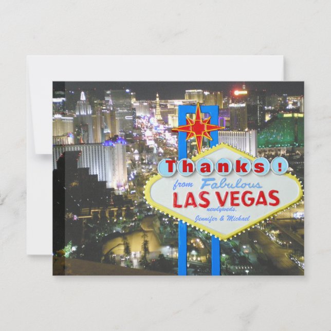 Mariage Merci carte photo Las Vegas (Devant)