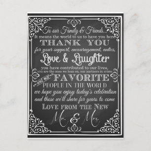 Mariage merci carte postale