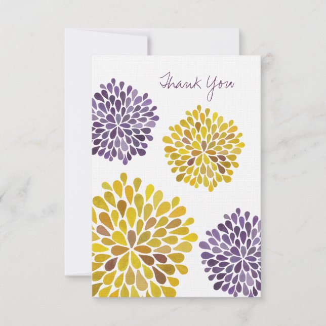 Mariage Merci Cartes de notes Aquarelle Dahlias (Devant)