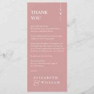 Mariage Merci de Monogramme Rose Dusty Carte Place