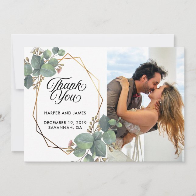 Mariage merci eucalyptus carte photo (Devant)