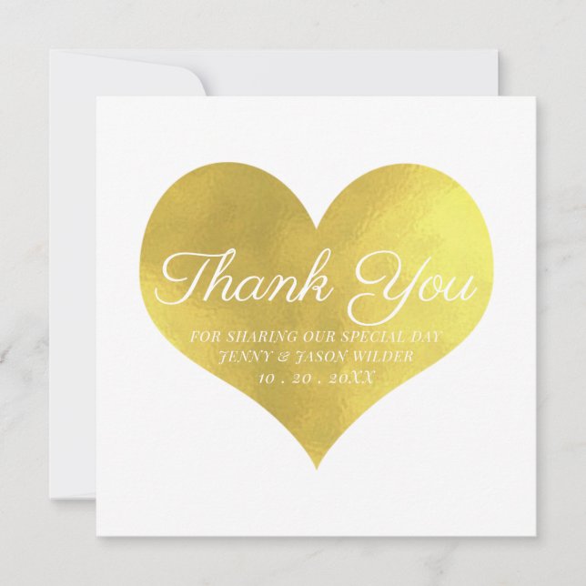 Mariage Merci Faux Gold Foil (Devant)
