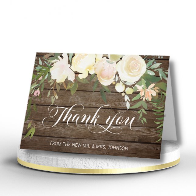 Mariage Merci Floral Aquarelle Ivoire Rustique (Créateur téléchargé)