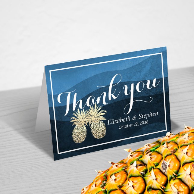 Mariage Merci Gold Ananas Couple Marine bleu (Créateur téléchargé)
