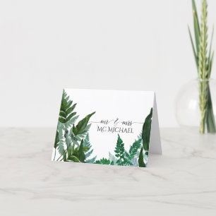 Mariage Merci Note Feuilles de Ferne Botanique