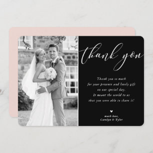 MARIAGE MERCI photo calligraphie élégant blanc 