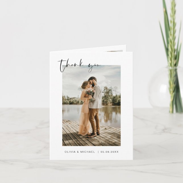 Mariage Merci photo minimaliste romantique (Devant)