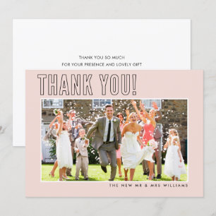 MARIAGE MERCI photo simple contour rose pâle