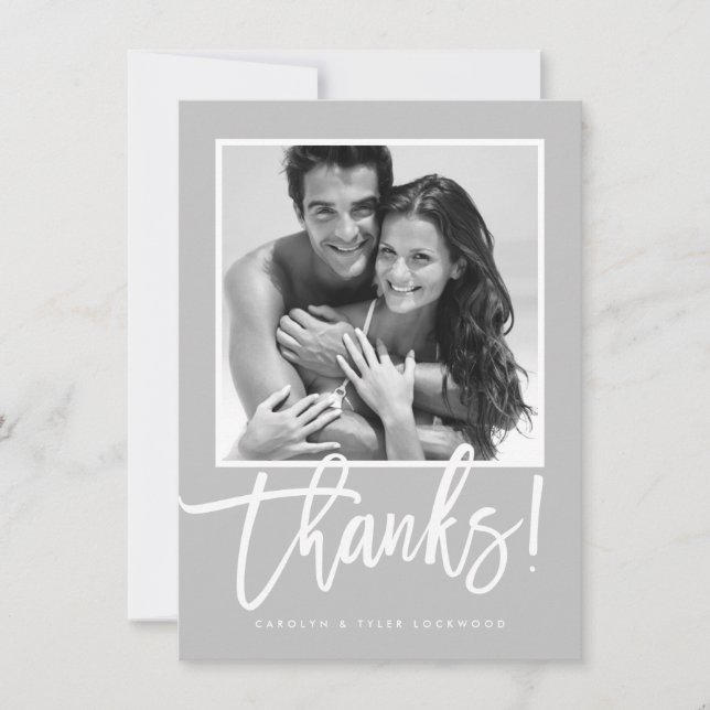 MARIAGE MERCI simple calligraphie gris blanc (Devant)