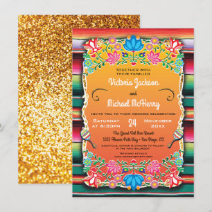 Mariage mexicain Rug et Faux Gold invitation